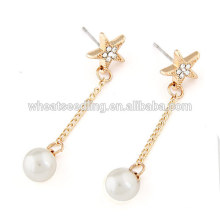 Star pearl earring with long pendent